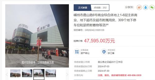 紹興嵊州寶龍廣場商業綜合體掛牌轉讓，掛牌價4.7億元